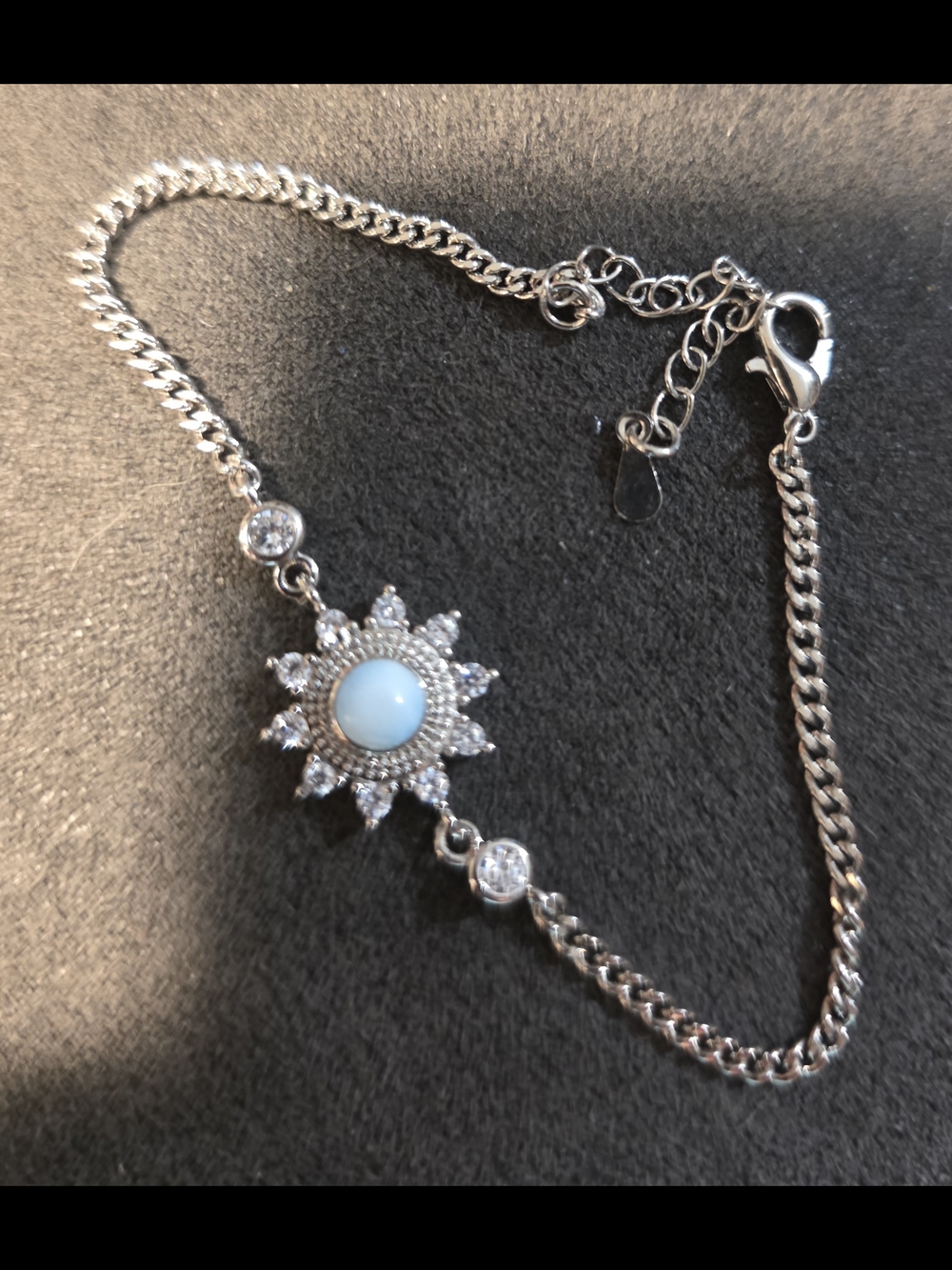 Silver Bracelet with Light Blue Larimar Stone Pendant - Women's Jewelry